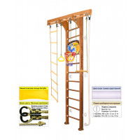 Шведская стенка Kampfer Wooden Ladder Wall Basketball Shield (№2 Ореховый Высота 3 м белый)